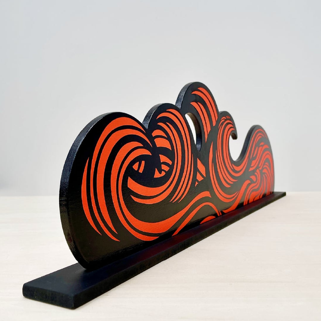 KEN IKEDA – Gift The Wave-II (Red) | Acrylic & Spray Paint Artwork on MDF