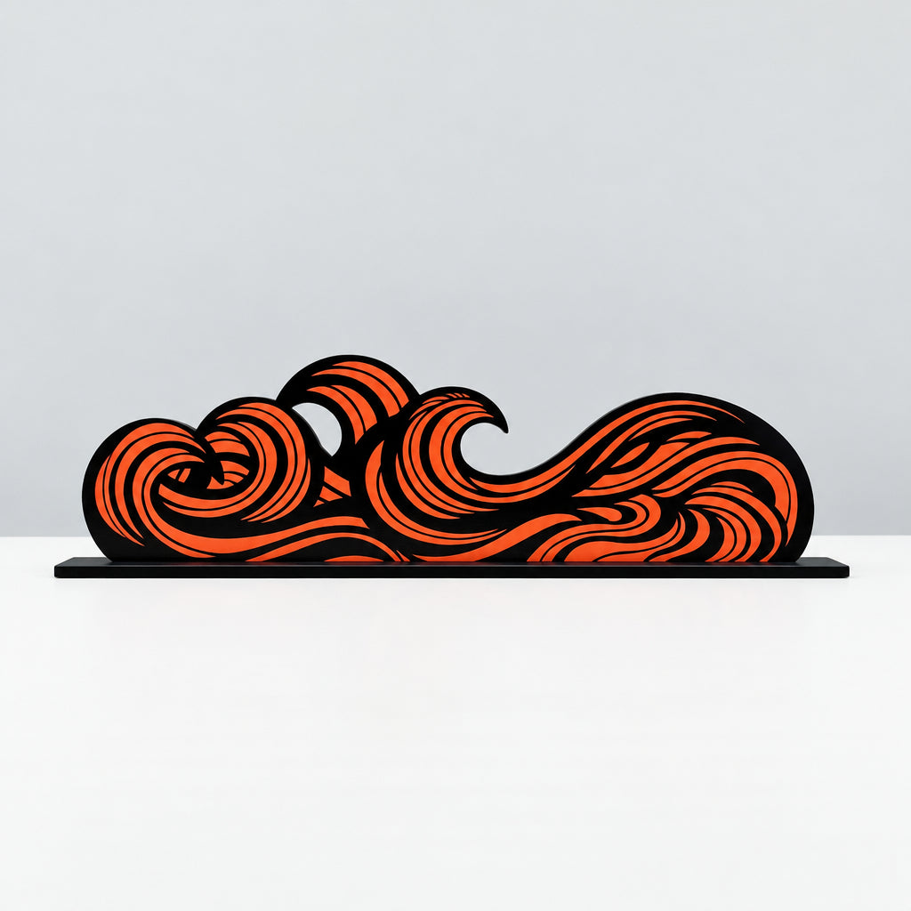 KEN IKEDA – Gift The Wave-II (Red) | Acrylic & Spray Paint Artwork on MDF