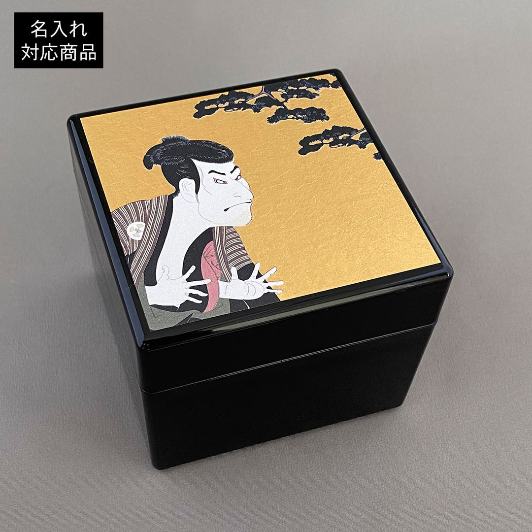 A decorative storage box with Japanese art-inspired design and foil accents. It is suitable for keeping small accessories, presenting gifts, or adding a compact Japanese craft item to gift and home interior displays.
