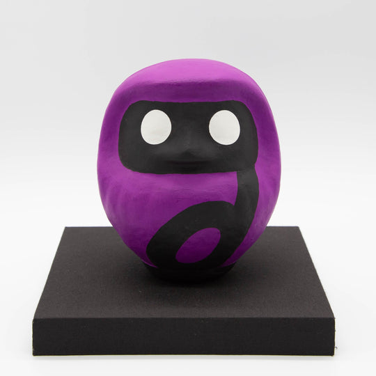 KEN IKEDA DARUMA purple type:d – Size 5 (approx. 15 cm) with Pedestal